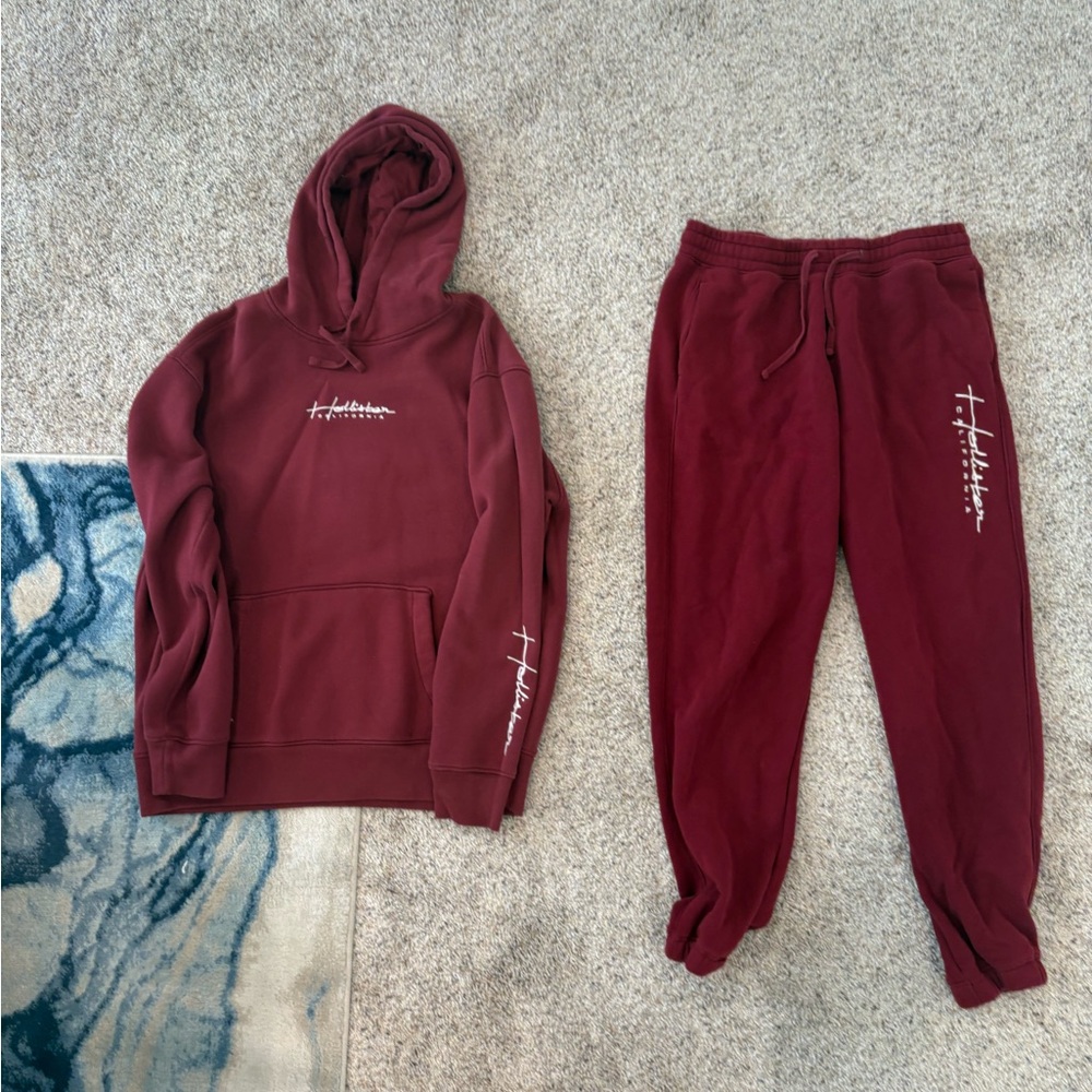 Burgundy Hollister Hoodie and Sweatpants Set